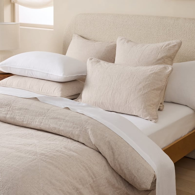 Como Natural & White Quilted Quilt Cover Separates 