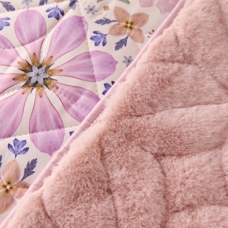 Fleur Harris Botanica Mauve Faux Fur Quilted Coverlet Separates 