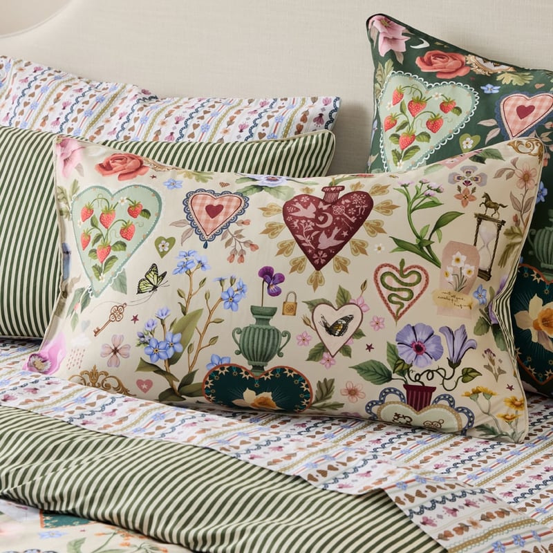 Fleur Harris All My Hearts Green Quilt Cover Set + Separates