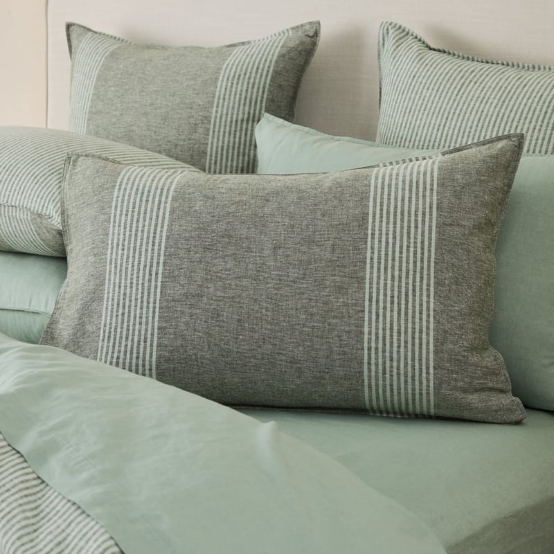 Linen Cotton Chive Soho Stripe Quilt Cover Set + Separates