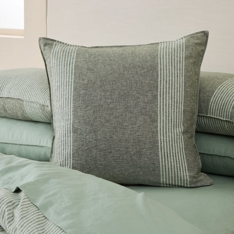 Linen Cotton Chive Soho Stripe Quilt Cover Set + Separates