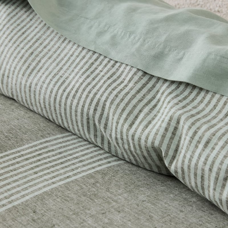 Linen Cotton Chive Soho Stripe Quilt Cover Set + Separates