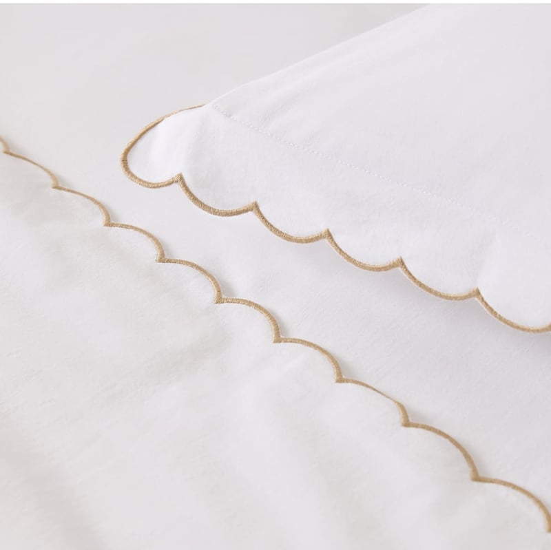 Elisa White & Sesame Scalloped Sheet Set