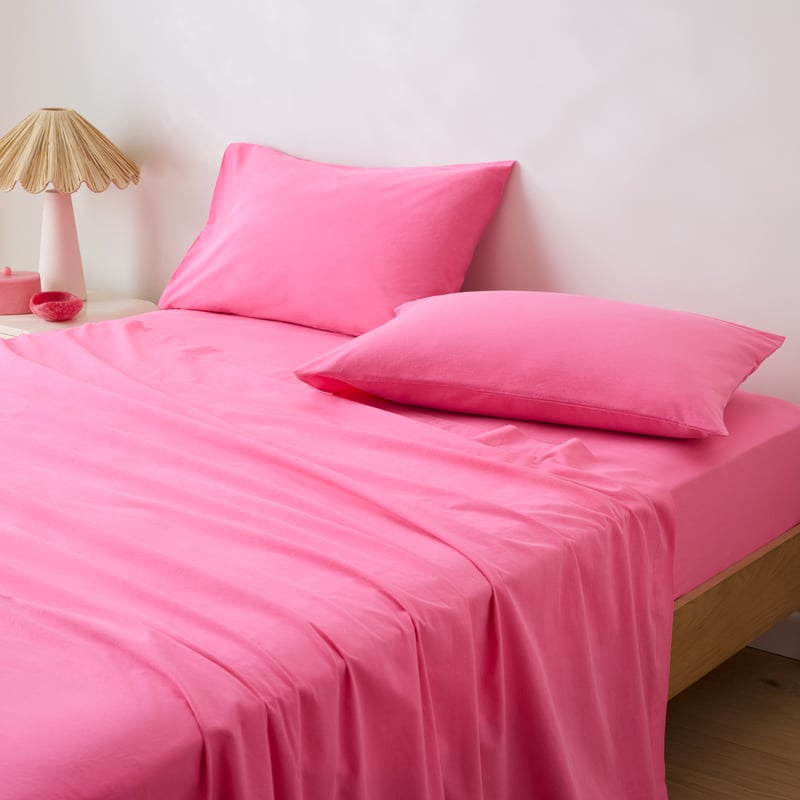 Stonewashed Cotton Hot Pink Sheet Separates
