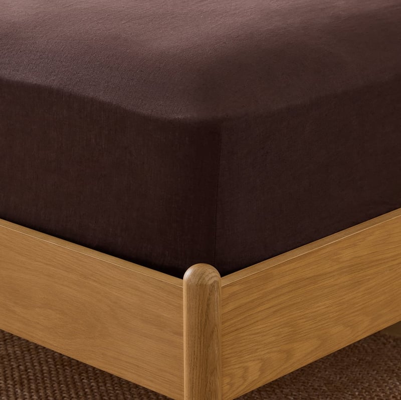 Vintage Washed Linen Chocolate Sheet Separates