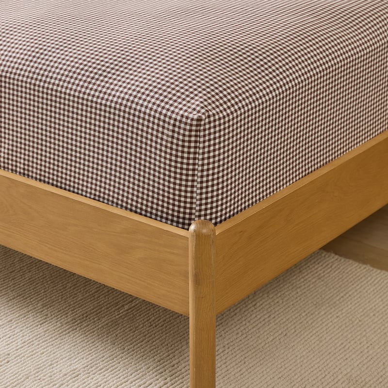 Stonewashed Cotton Chocolate Mini Gingham Sheet Separates