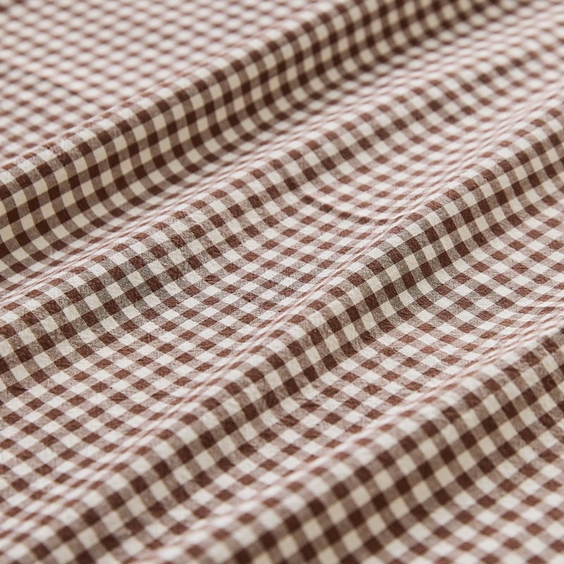 Stonewashed Cotton Chocolate Mini Gingham Sheet Separates