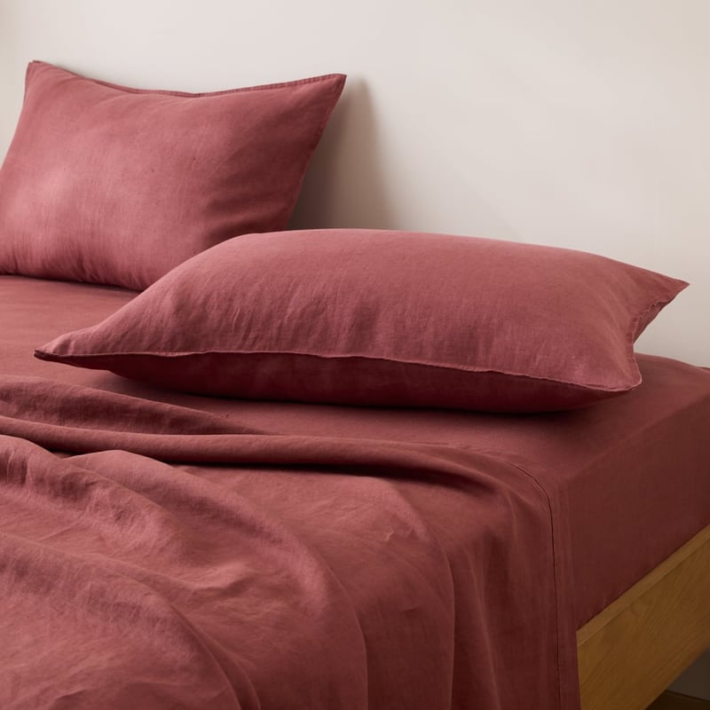 Vintage Washed Linen Redwood Sheet Separates