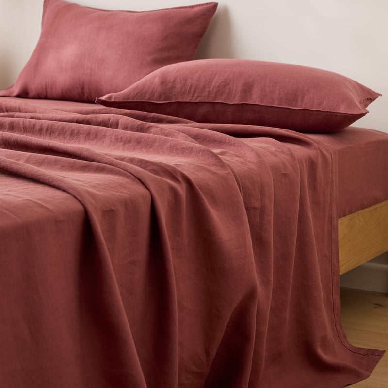 Vintage Washed Linen Redwood Sheet Separates