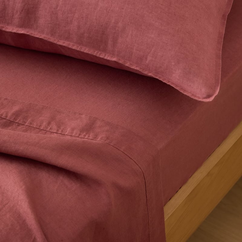 Vintage Washed Linen Redwood Sheet Separates