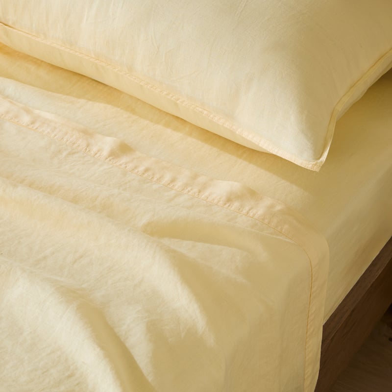 Vintage Washed Linen Lemon Sheet Separates