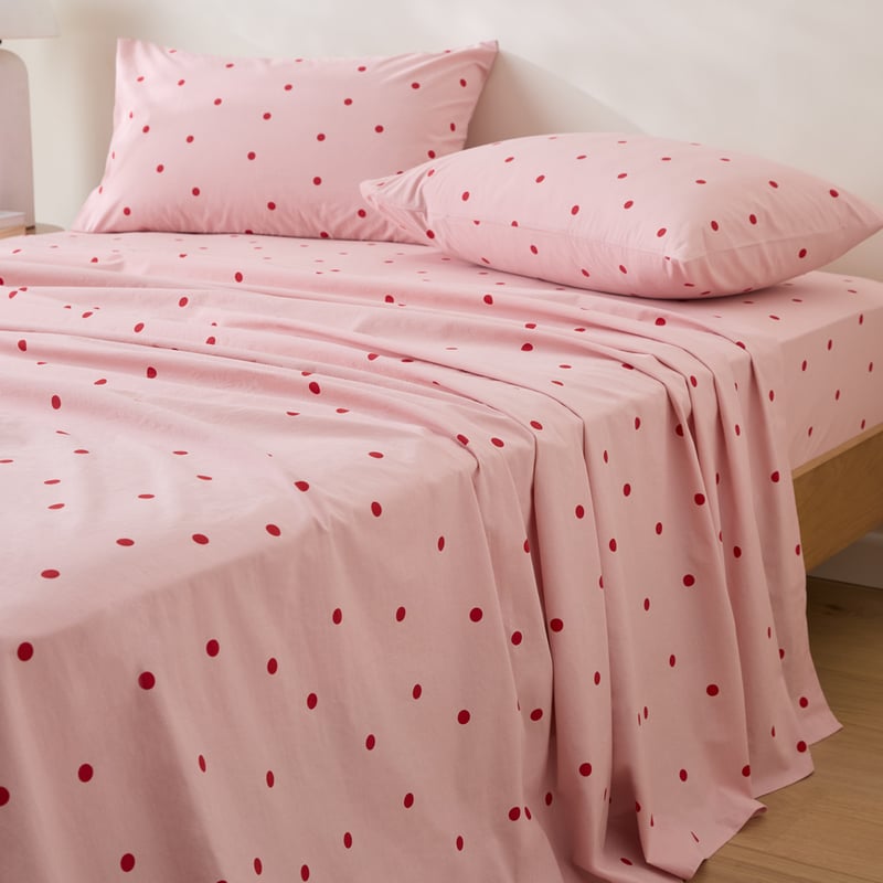 Stonewashed Cotton Peony & Salsa Spot Sheet Separates