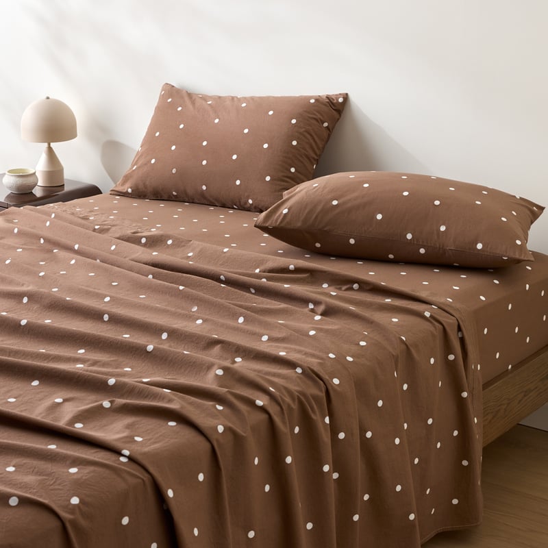 Stonewashed Cotton Fudge & Coconut Spot Sheet Separates