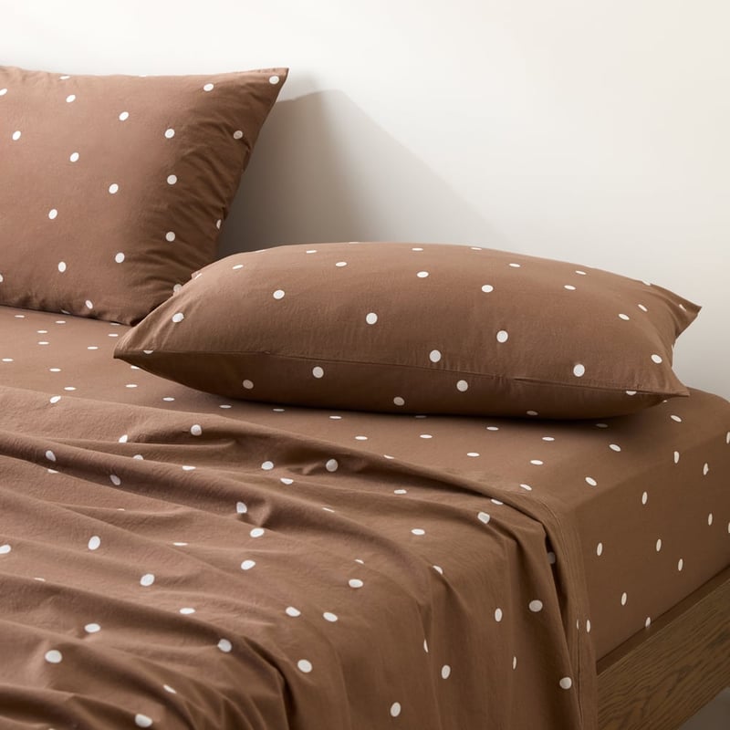 Stonewashed Cotton Fudge & Coconut Spot Sheet Separates