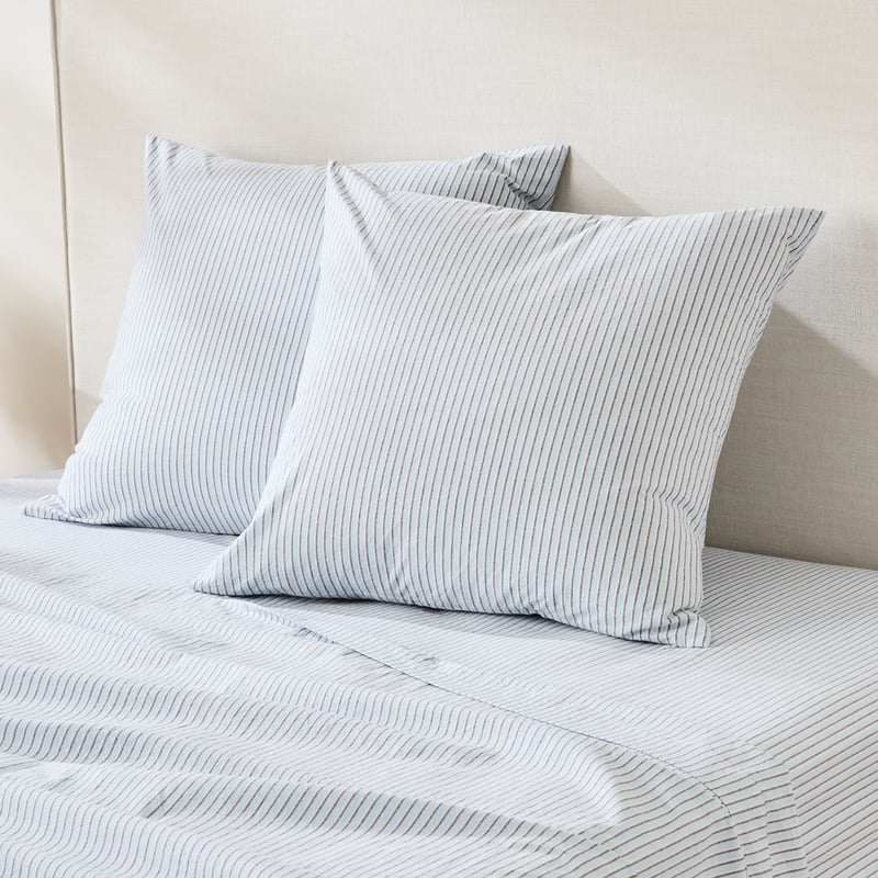 Stonewashed Cotton Blue & Chocolate Thin Stripe Sheet Separates 