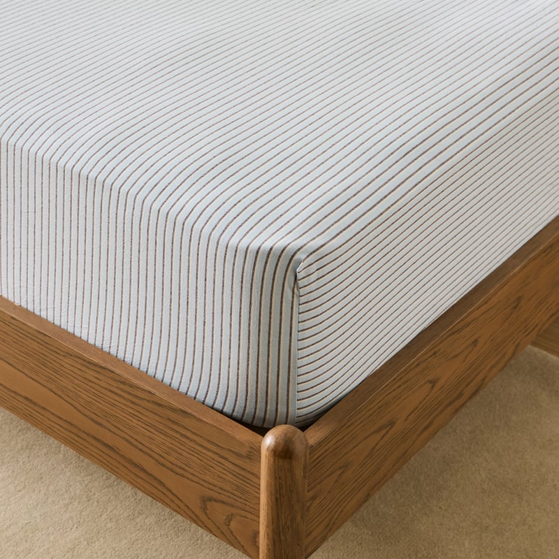 Stonewashed Cotton Blue & Chocolate Thin Stripe Sheet Separates 