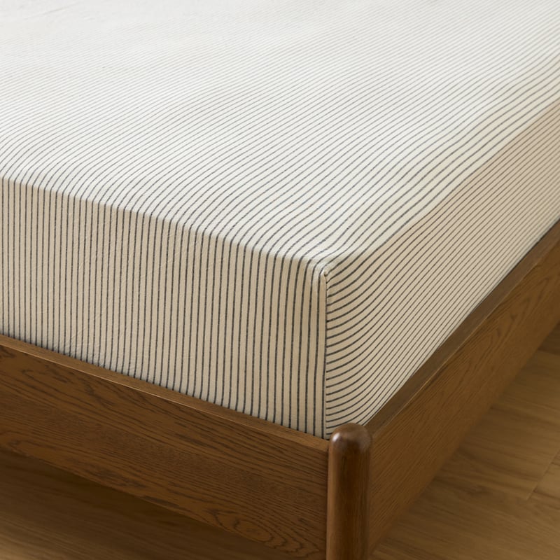 Stonewashed Cotton Coconut & Onyx Thin Stripe Sheet Separates