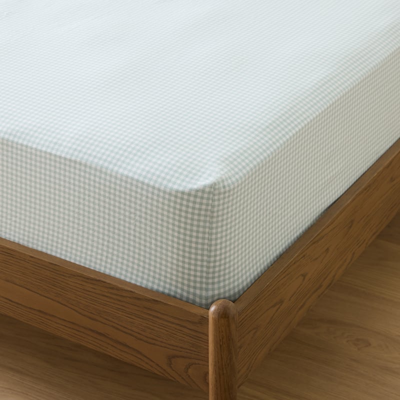 Stonewashed Cotton Mint Mini Gingham Sheet Separates 