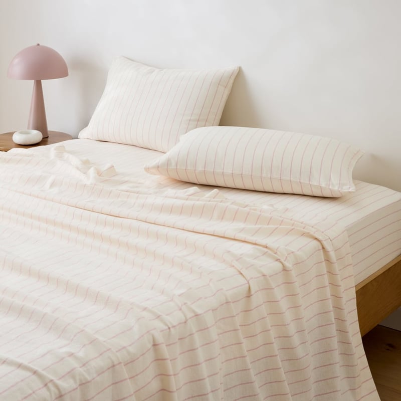 Remi Pink Stripe Linen Cotton Sheet Set