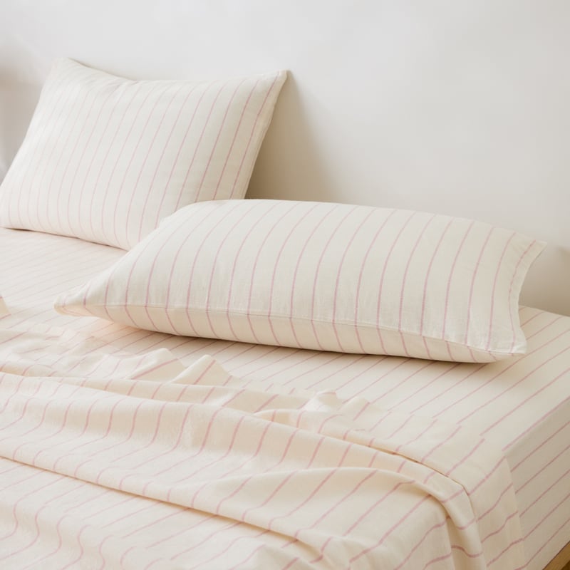 Remi Pink Stripe Linen Cotton Sheet Set