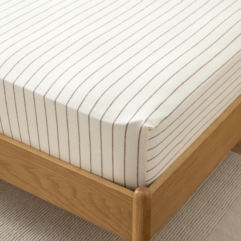 Remi Mocha Stripe Linen Cotton Sheet Set
