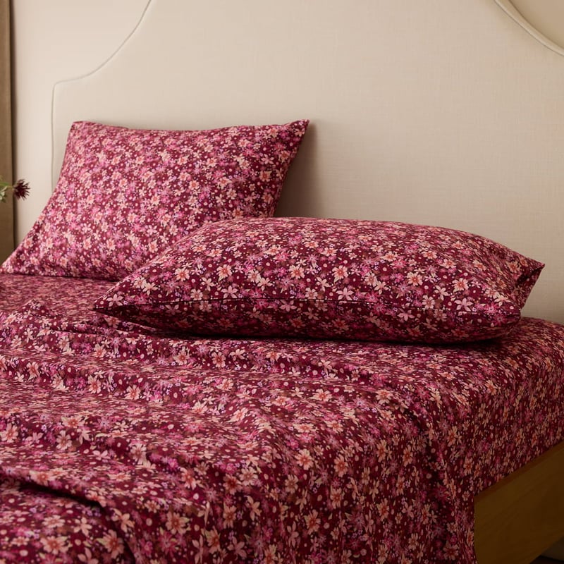 Chloe Floral Burgundy Printed Sheet Set 