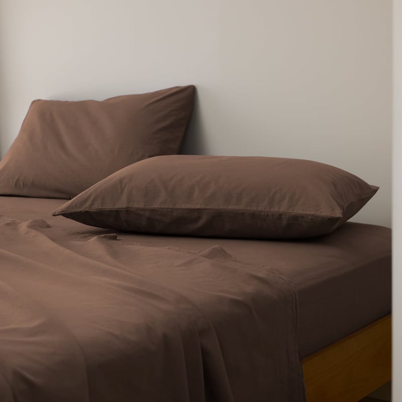 Stonewashed Cotton Chocolate Sheet Separates