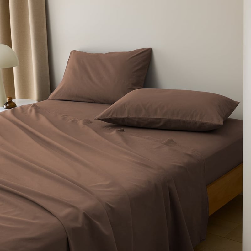 Stonewashed Cotton Chocolate Sheet Separates