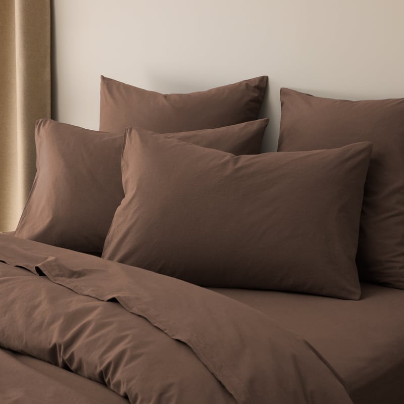 Stonewashed Cotton Chocolate Pillowcases