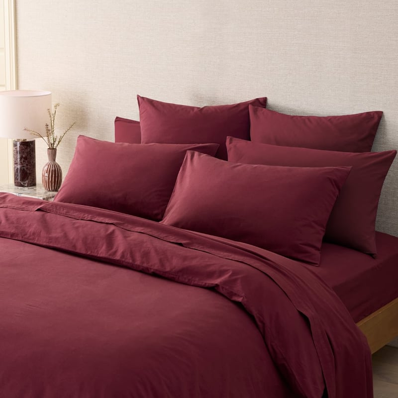 Stonewashed Cotton Burgundy Quilt Cover Separates