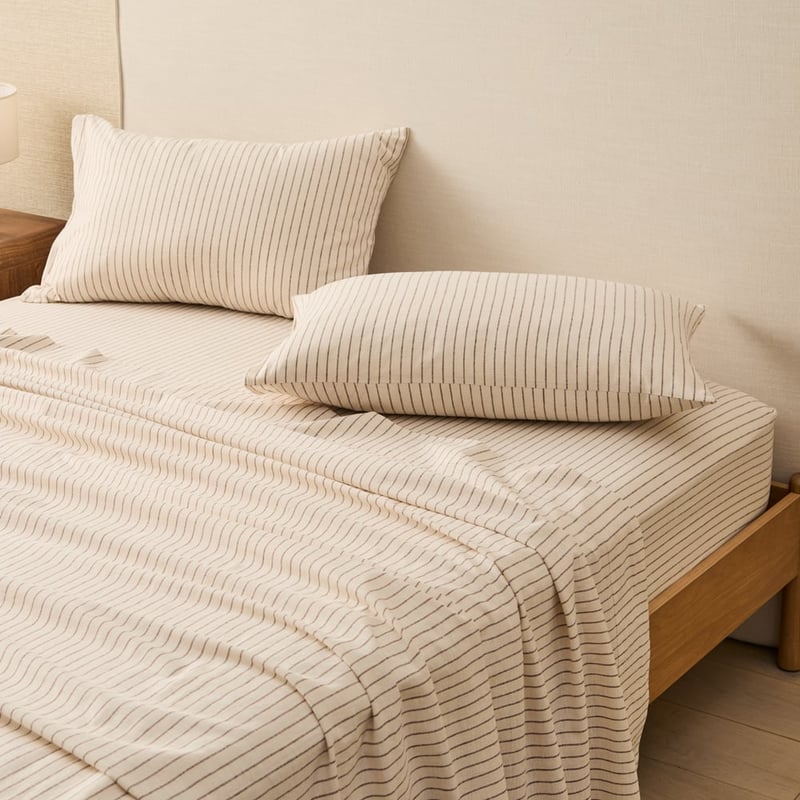 Nutmeg Stripe Linen Cotton Sheet Set
