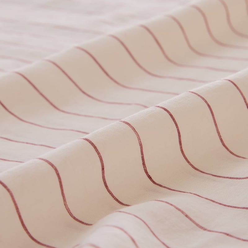 Vintage Washed Linen Redwood & Coconut Stripe Sheet Separates