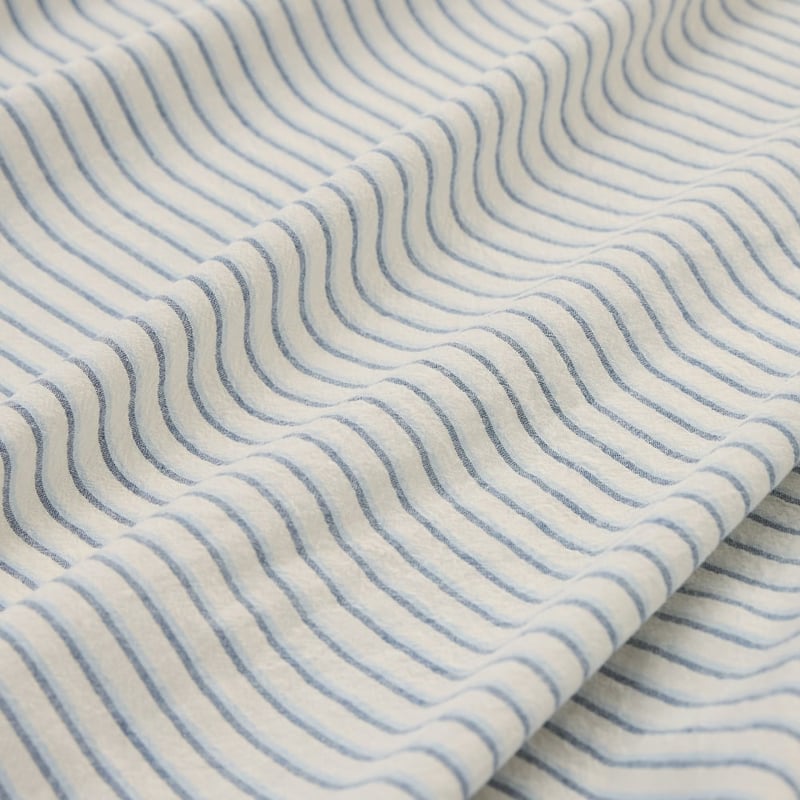 Stonewashed Cotton Thin Coconut & Blue Stripe Sheet Separates