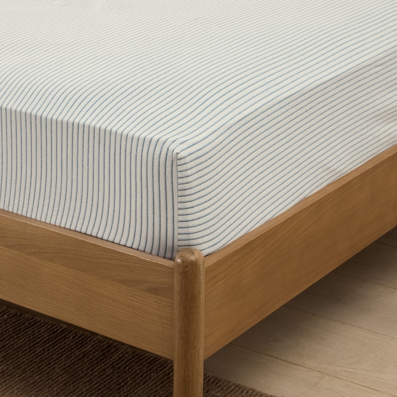 Stonewashed Cotton Thin Coconut & Blue Stripe Sheet Separates