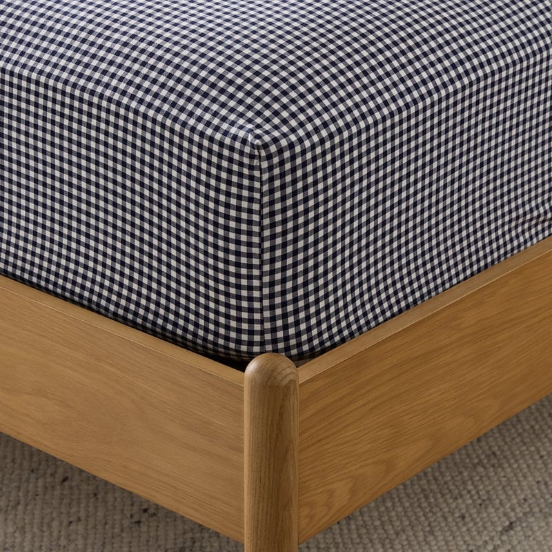 Stonewashed Cotton Midnight Navy Mini Gingham Sheet Separates