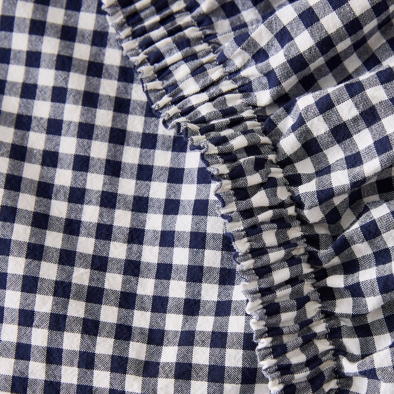 Stonewashed Cotton Midnight Navy Mini Gingham Sheet Separates