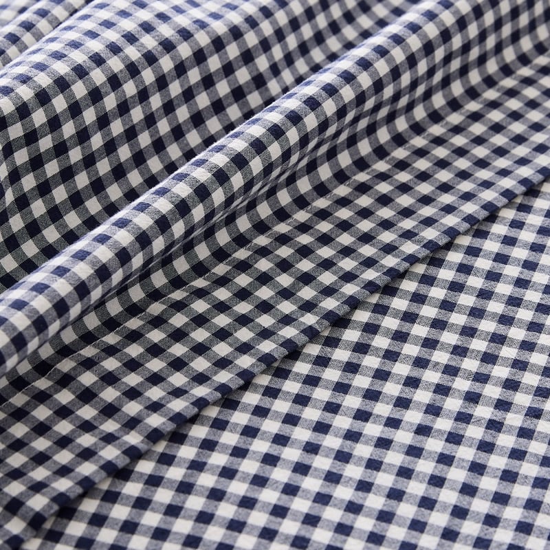 Stonewashed Cotton Midnight Navy Mini Gingham Sheet Separates