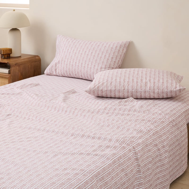 Meandros Pecan Printed Sheet Set