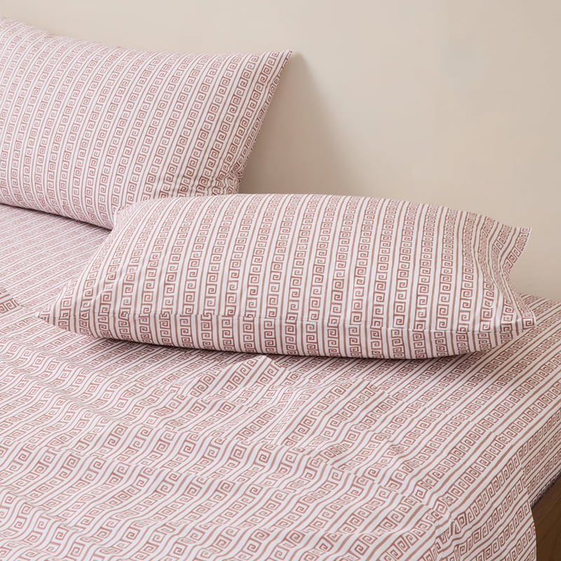 Meandros Pecan Printed Sheet Set