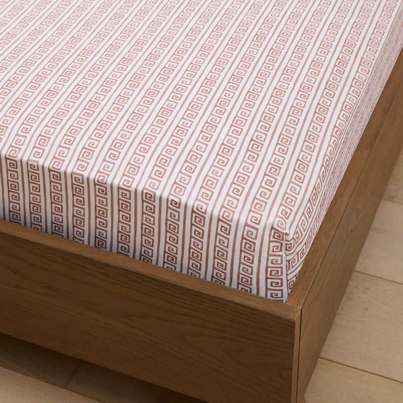 Meandros Pecan Printed Sheet Set