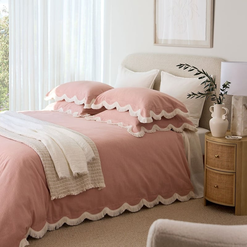 Delilah Dusty Pink Scallop Quilt Cover Set + Separates