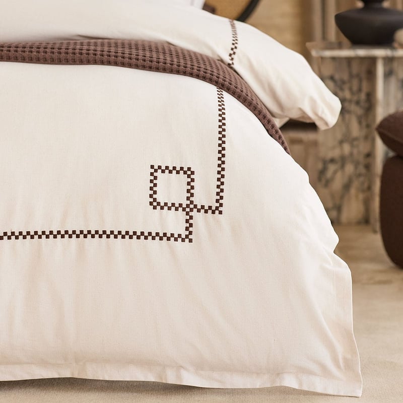 Belmond Natural Embroidered Quilt Cover Set + Separates