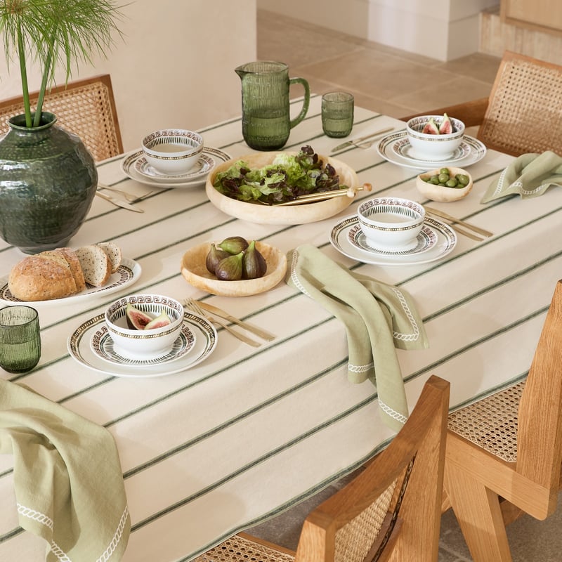 Frankie Green Stripe Tablecloth