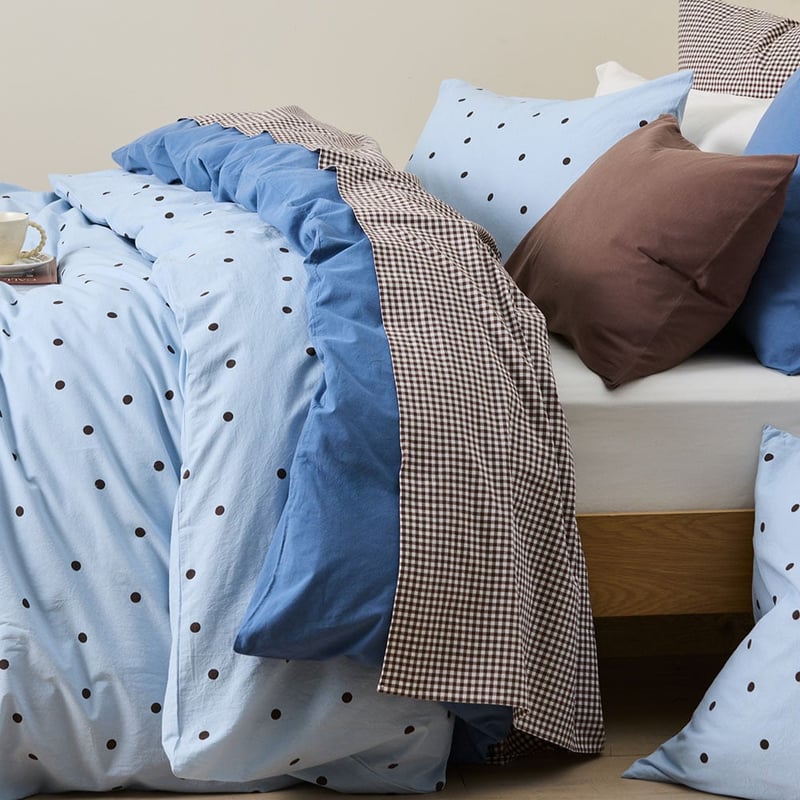 Stonewashed Cotton Coast & Chocolate Spot Quilt Cover Separates