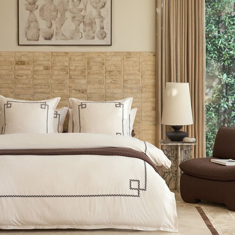 Belmond Natural Embroidered Quilt Cover Set + Separates
