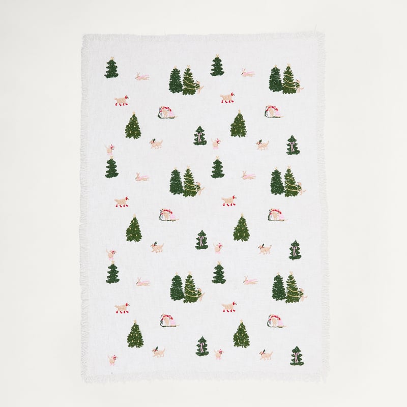 Christmas Cavoodles Village White Throw