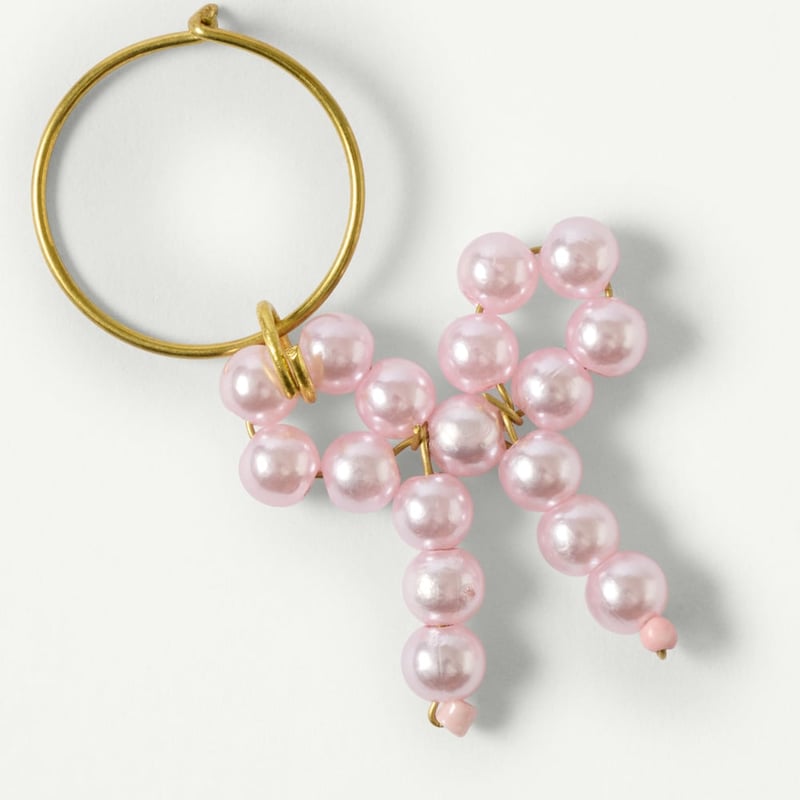 Pearl Bow Pink Wine Charms Set of 4