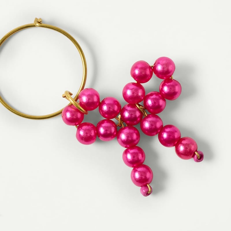 Pearl Bow Pink Wine Charms Set of 4