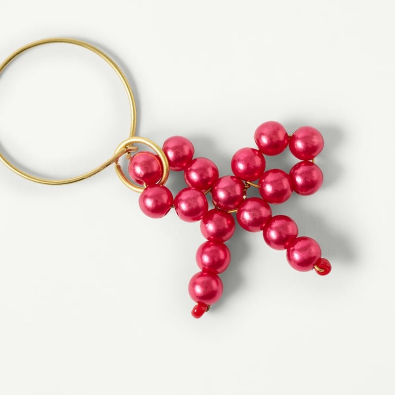 Pearl Bow Pink Wine Charms Set of 4