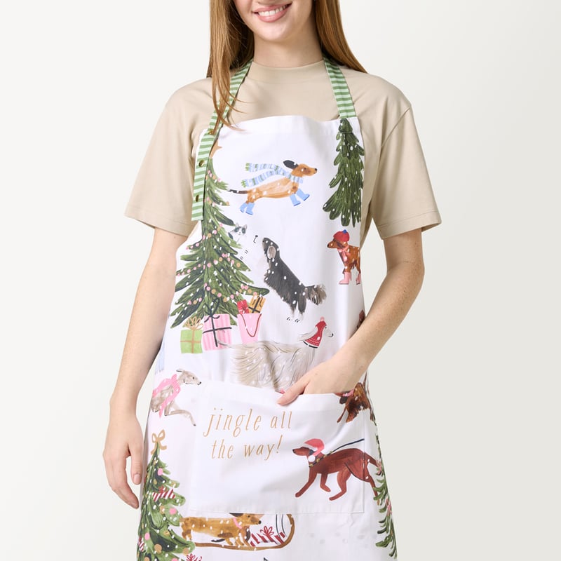 Christmas Dogs Green Apron